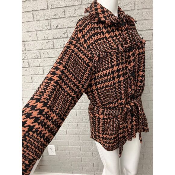 Hyfve Houndstooth Frayed Fringe Shack / Jacket Size S - Picture 6 of 12